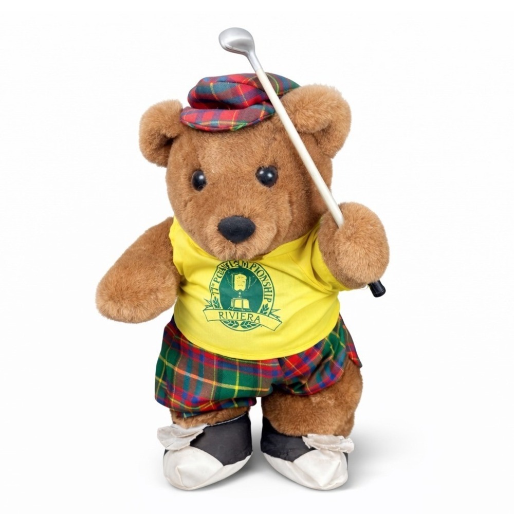 Vintage PGA Championship Riviera Golf Teddy Bear‎ Plush Golfer 13in Toy